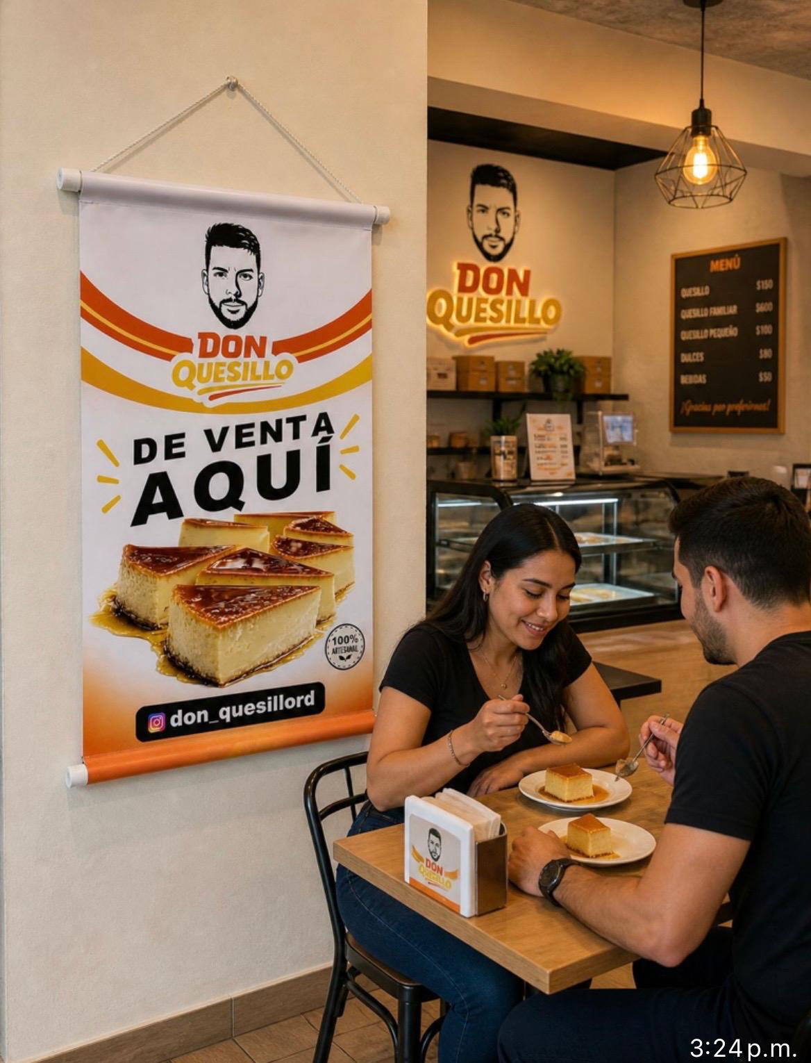 Pareja disfrutando quesillo en una cafetería Don Quesillo